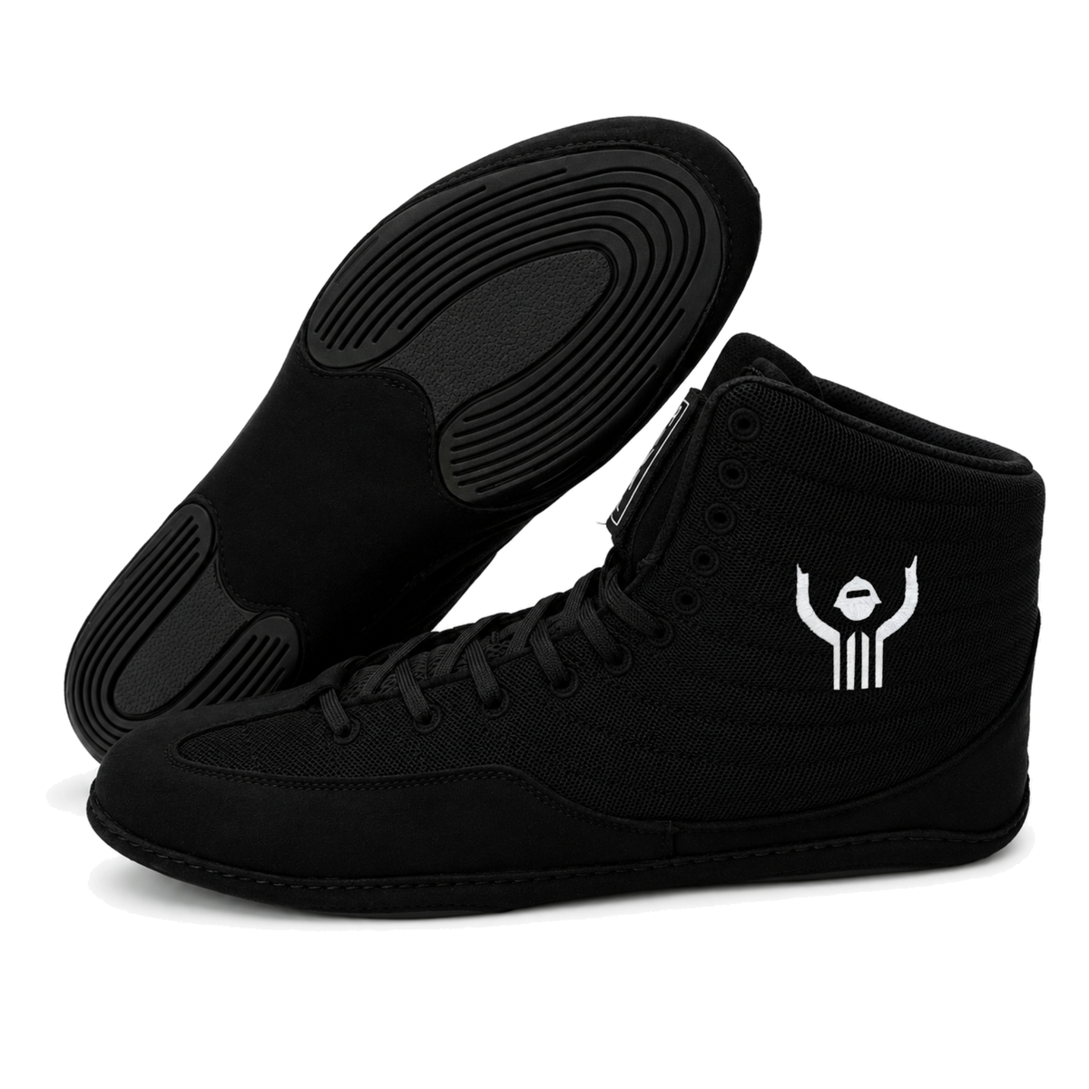 Great Call Athletics Rival Wrestling Shoe in Black - angled outsole view