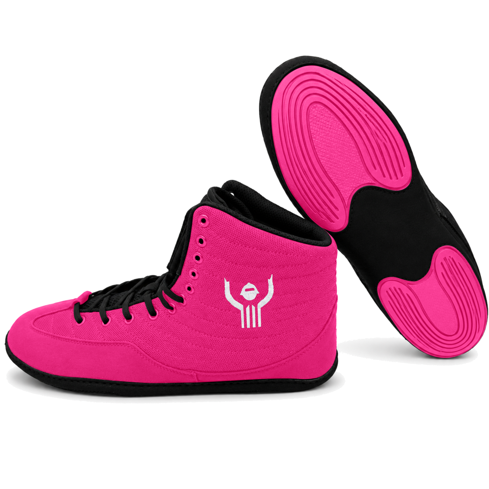 Great Call Athletics Rival Wrestling Shoe in Pink/Black - side view with outsole
