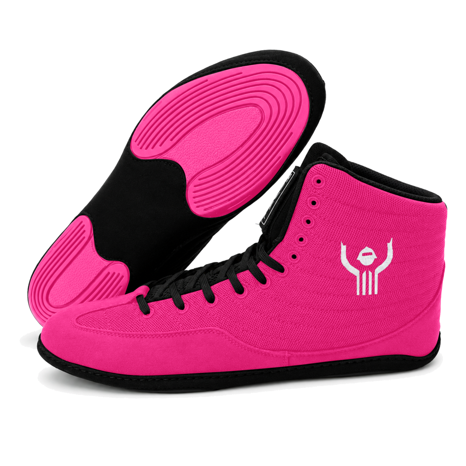Great Call Athletics Rival Wrestling Shoe in Pink/Black - angled outsole view