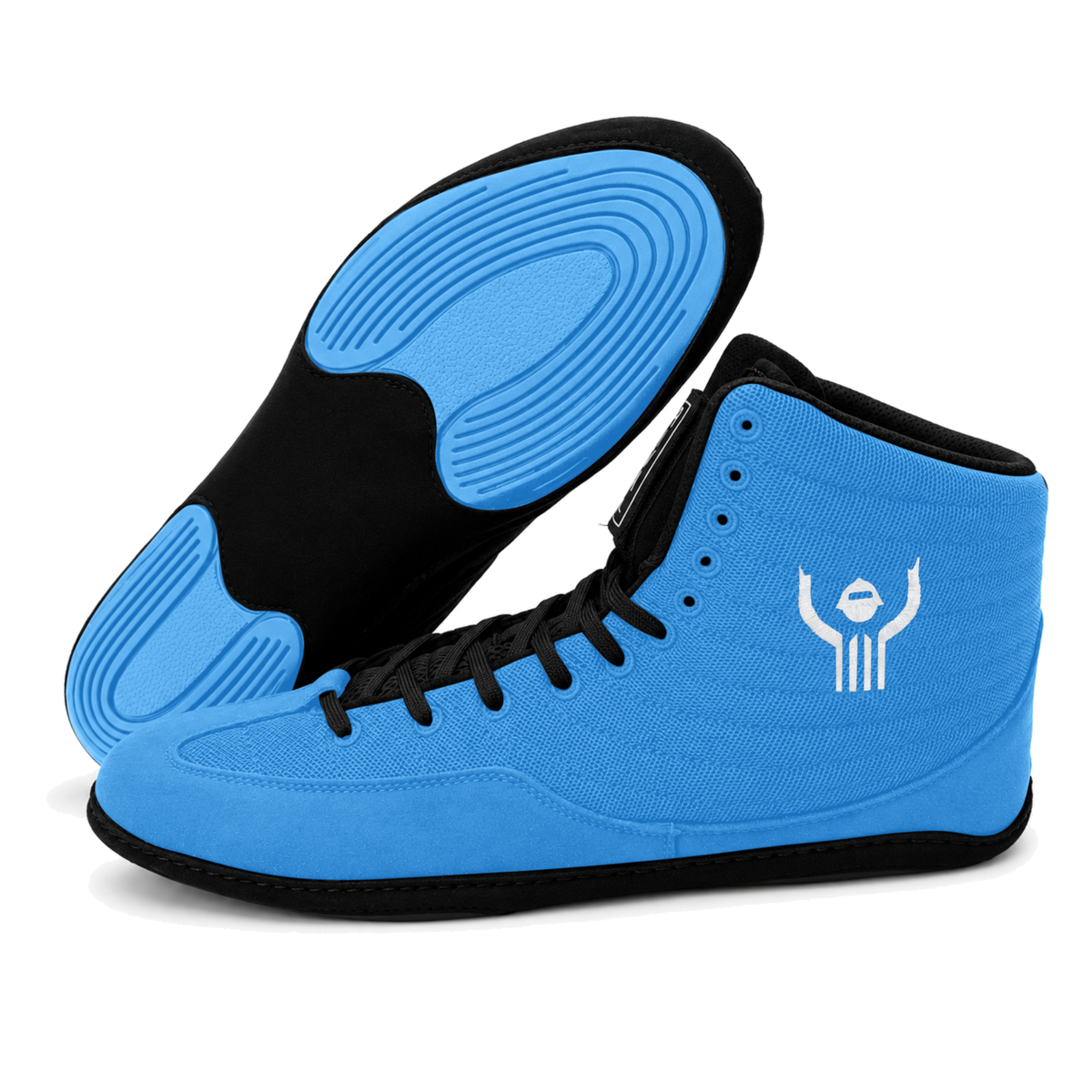 Great Call Athletics Rival Wrestling Shoe in Powder Blue/Black - angled outsole view
