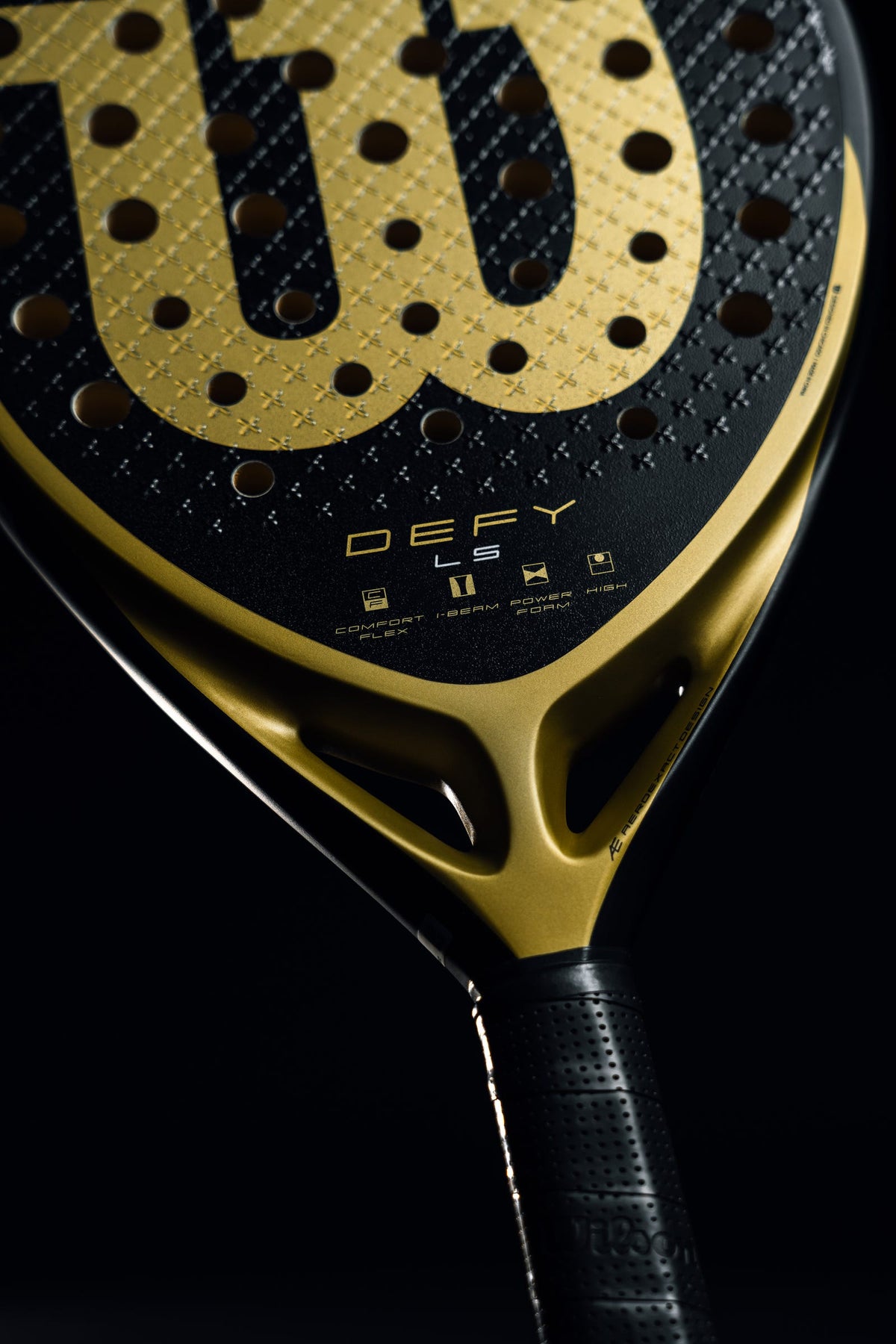 Wilson Defy LS V1 Padel Racket, Black/Gold - alternate view 6