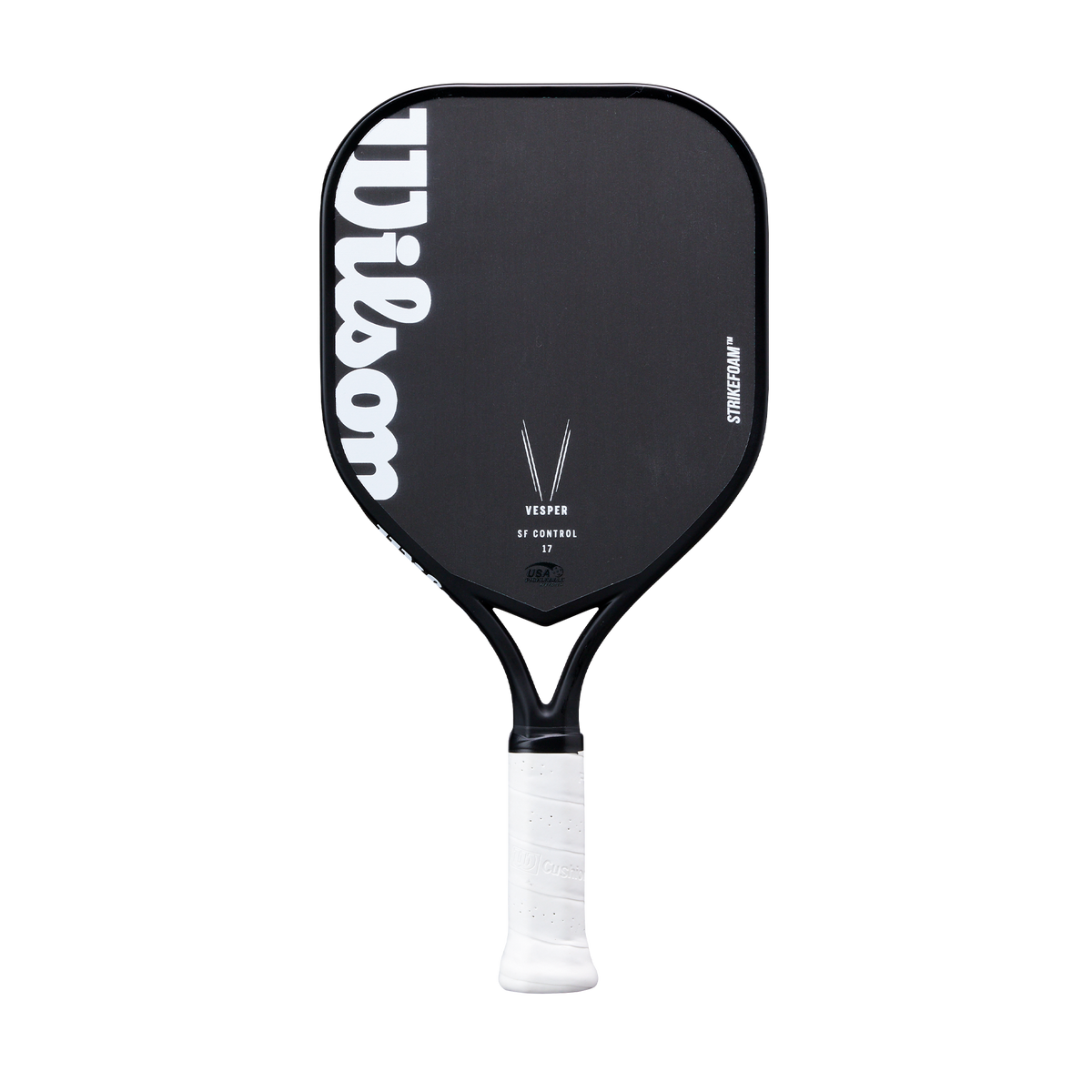 Wilson Vesper SF Control 17 Pickleball Paddle, Black/White - main view