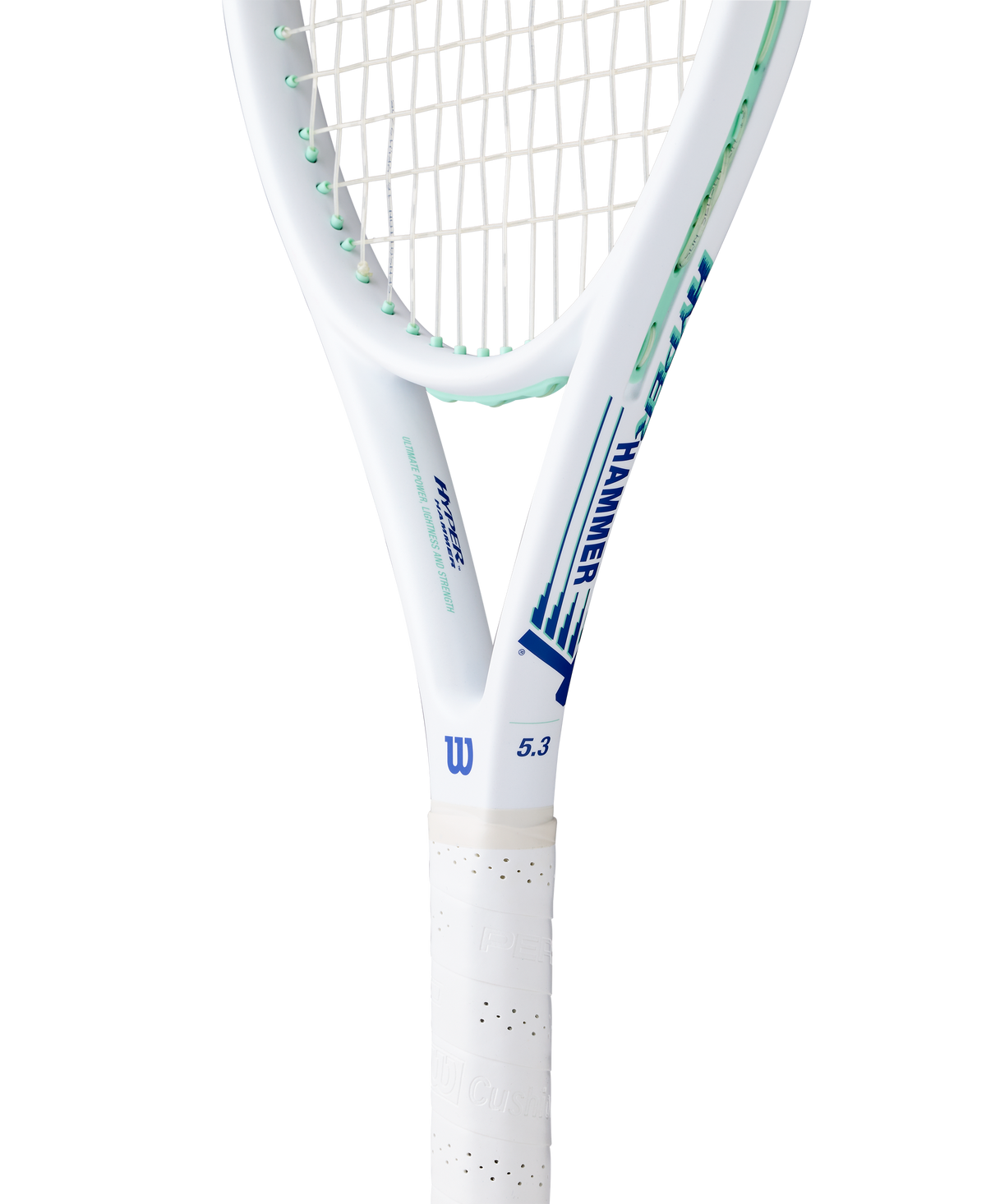 Wilson Hyper Hammer 5.3 Tennis Racket Strung, 115 sq in Oversize, White/Teal - alternate view 4