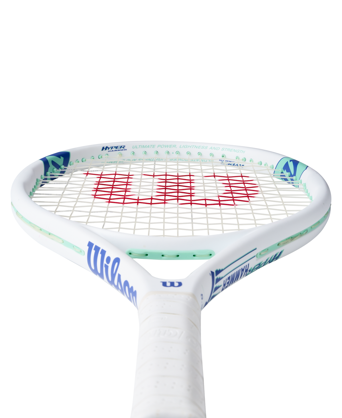Wilson Hyper Hammer 5.3 Tennis Racket Strung, 115 sq in Oversize, White/Teal - alternate view 2