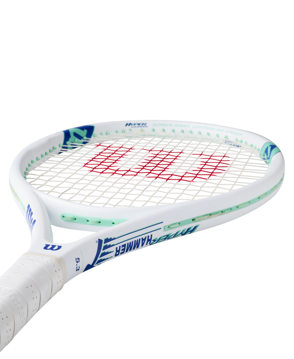 Wilson Hyper Hammer 5.3 Tennis Racket Strung, 115 sq in Oversize, White/Teal - alternate view 3