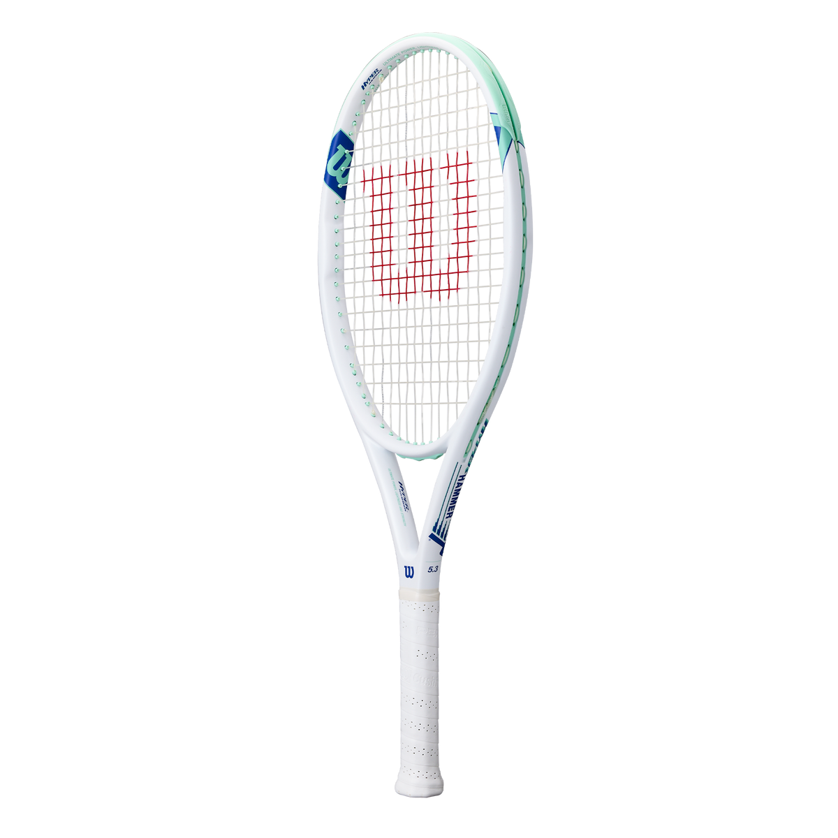 Wilson Hyper Hammer 5.3 Tennis Racket Strung, 115 sq in Oversize, White/Teal - alternate view 1