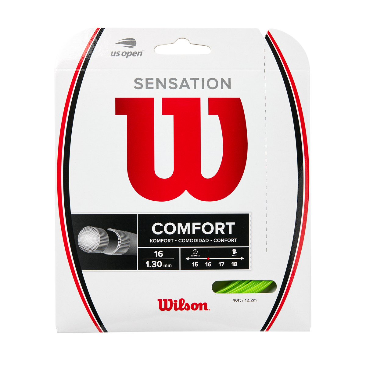Wilson Sensation 16 Tennis String Set, 16 Gauge, 40 ft, Neon Green - main view