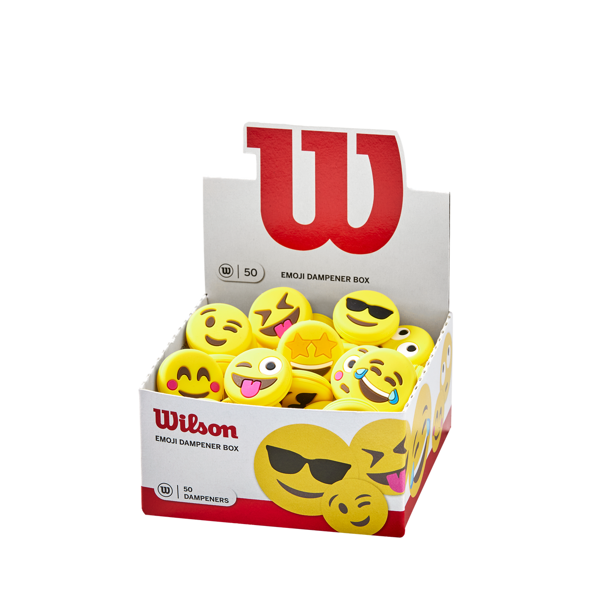 Wilson Emoji Tennis Vibration Dampener Box, 50 Pack in Yellow/Black/White - main view