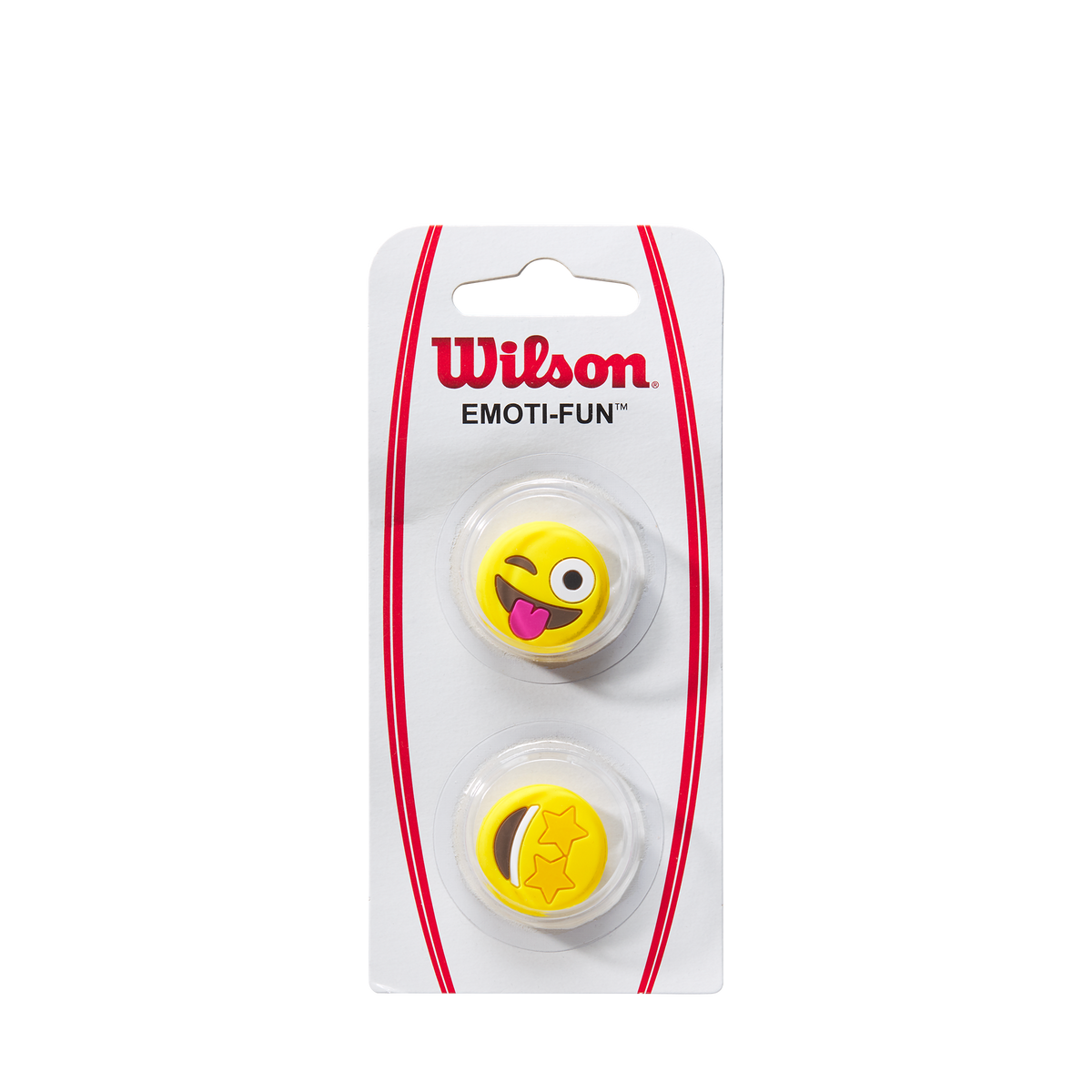 Wilson Emoti-Fun Winking Tongue Out/Star Eyes Tennis Dampeners, 2 Pack in Yellow/Black - main view
