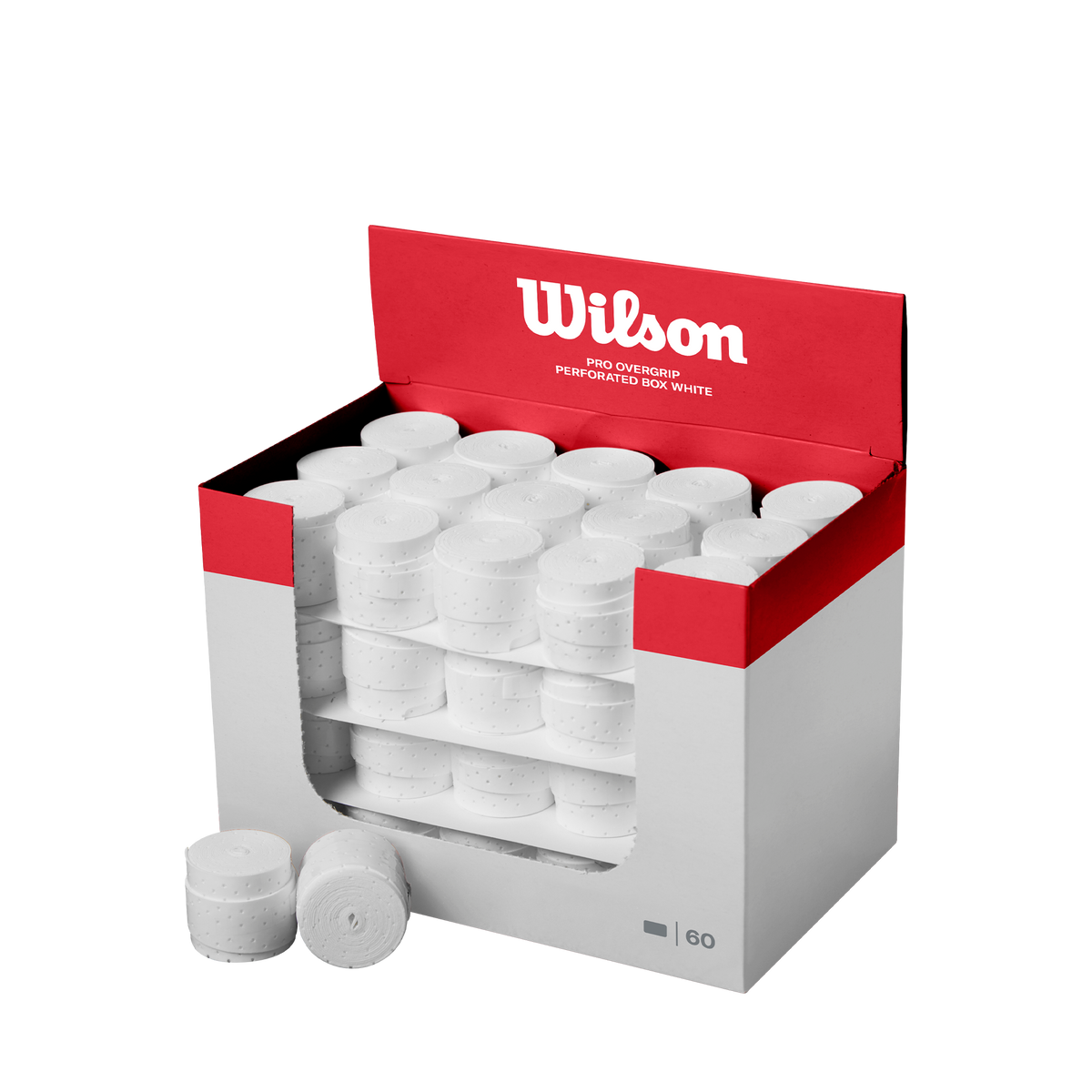 Wilson Pro Overgrip Perforated Tennis Overgrips, Box of 60, White - main view