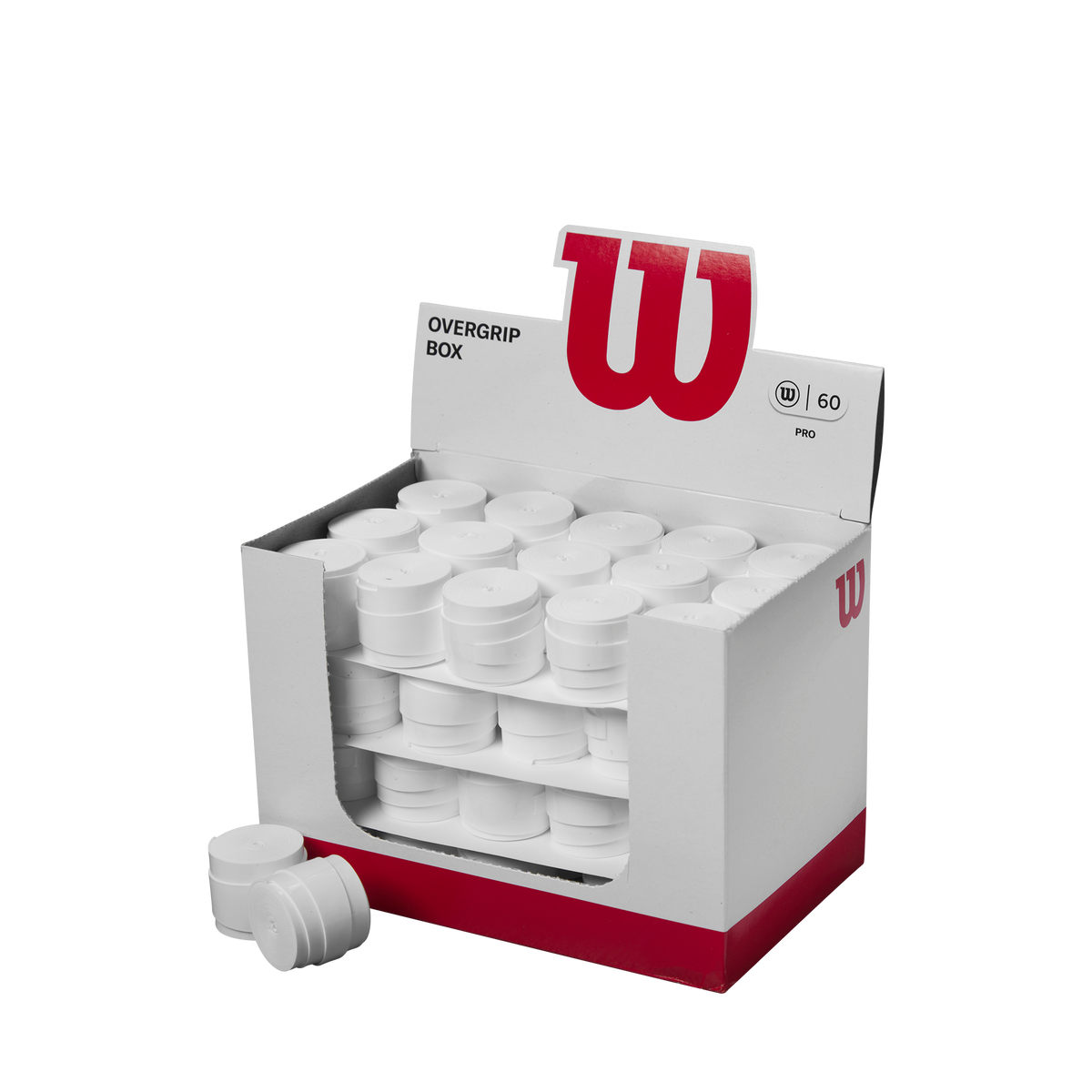 Wilson Pro Overgrip 60 Pack Box, White Tennis Racket Overgrips - main view