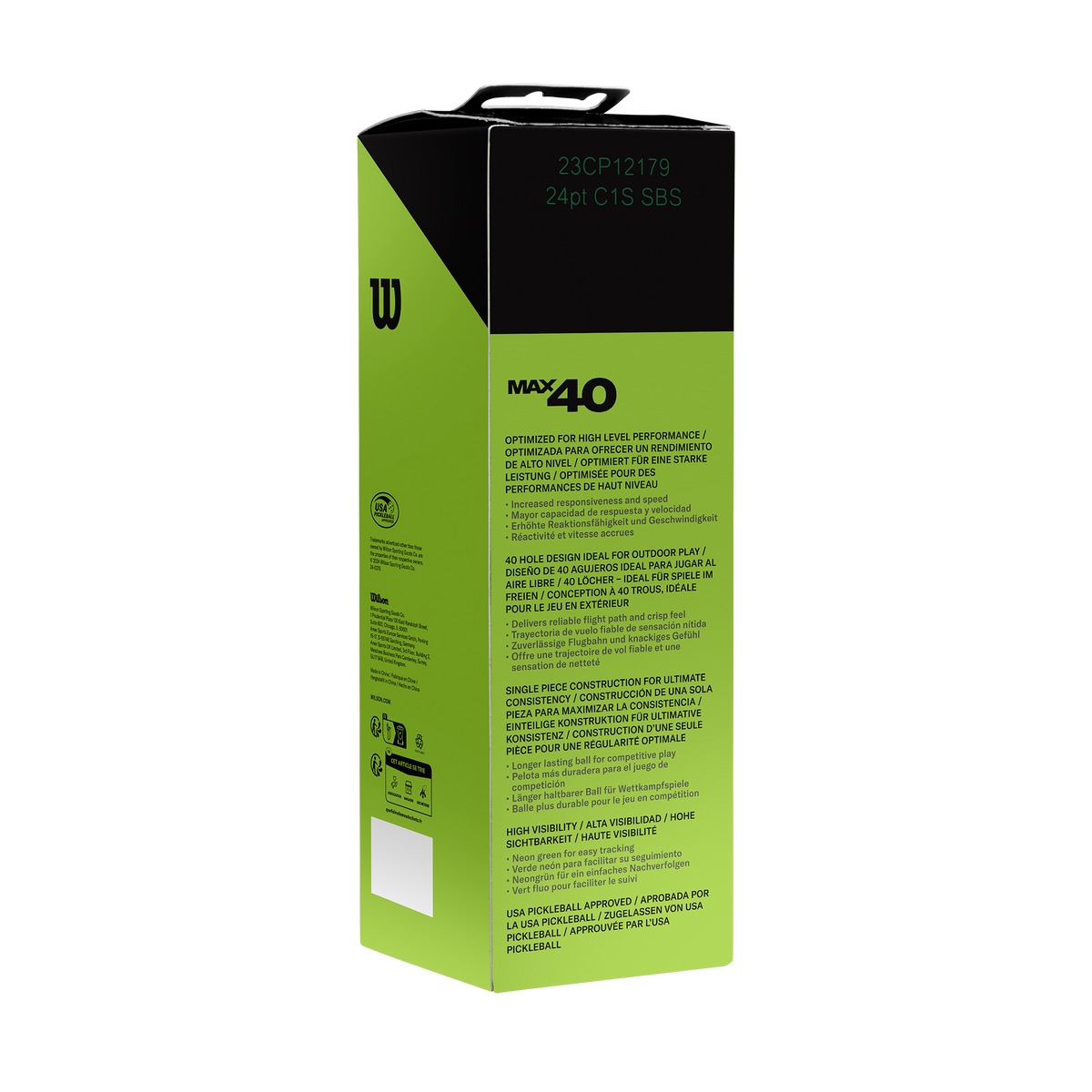 Wilson Max 40 Outdoor Pickleballs, 3 Pack, Neon Green - alternate view 1