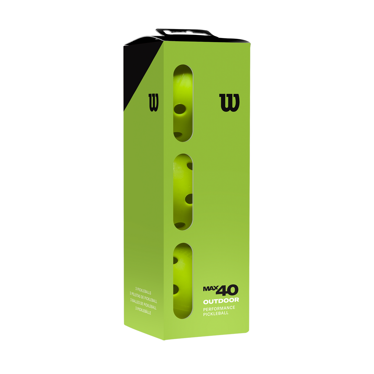 Wilson Max 40 Outdoor Pickleballs, 3 Pack, Neon Green - main view