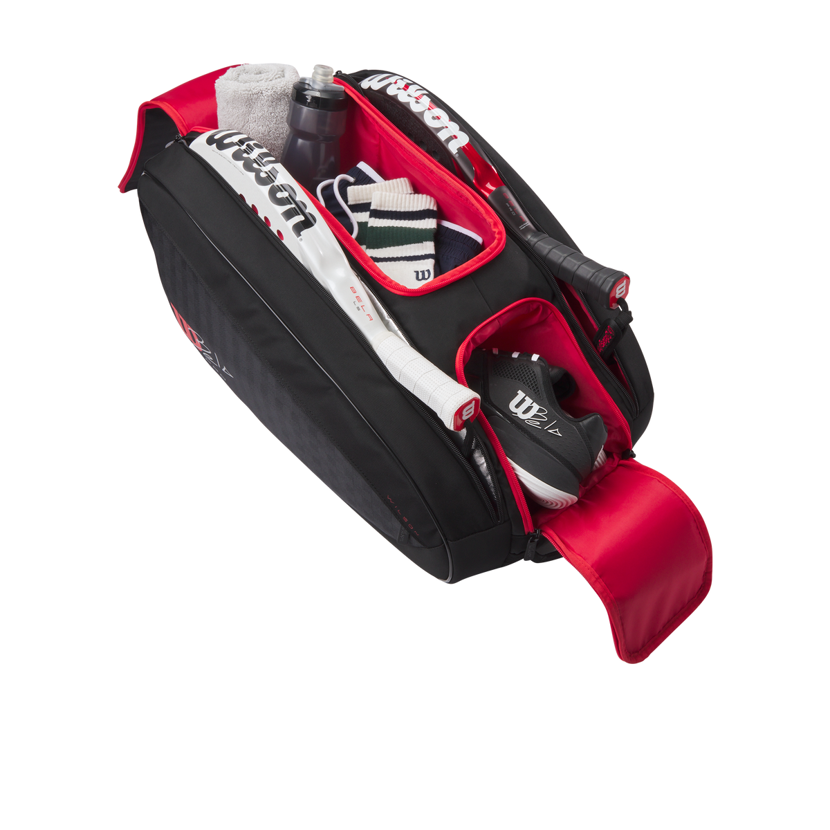 Wilson Bela Super Tour Padel Racket Bag, Black/Red - alternate view 2