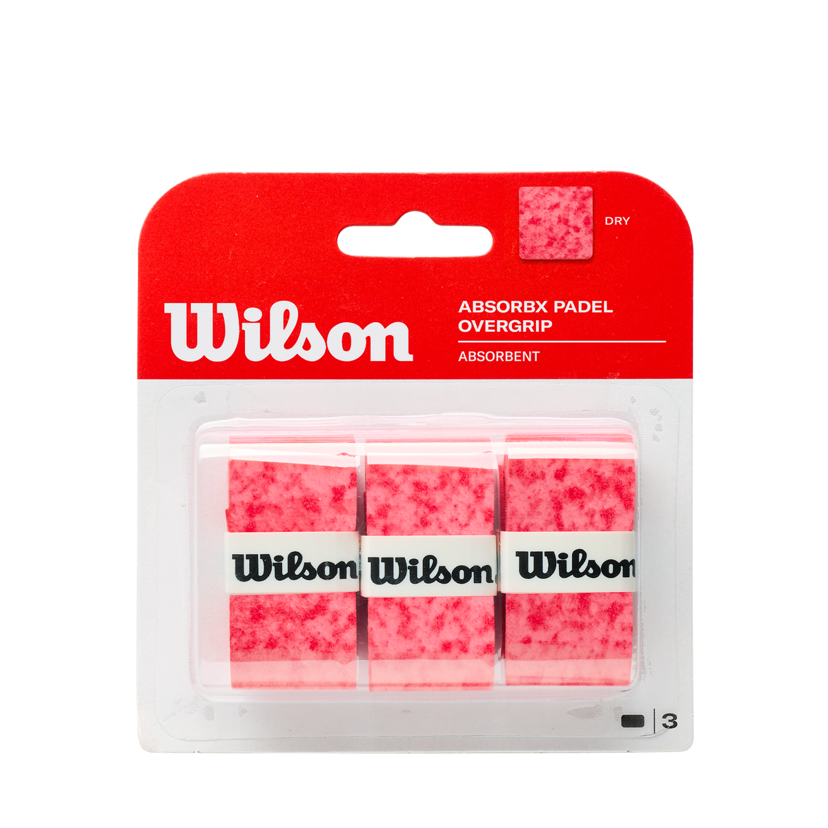 Wilson AbsorbX Padel Overgrip 3 Pack, Red - alternate view 1
