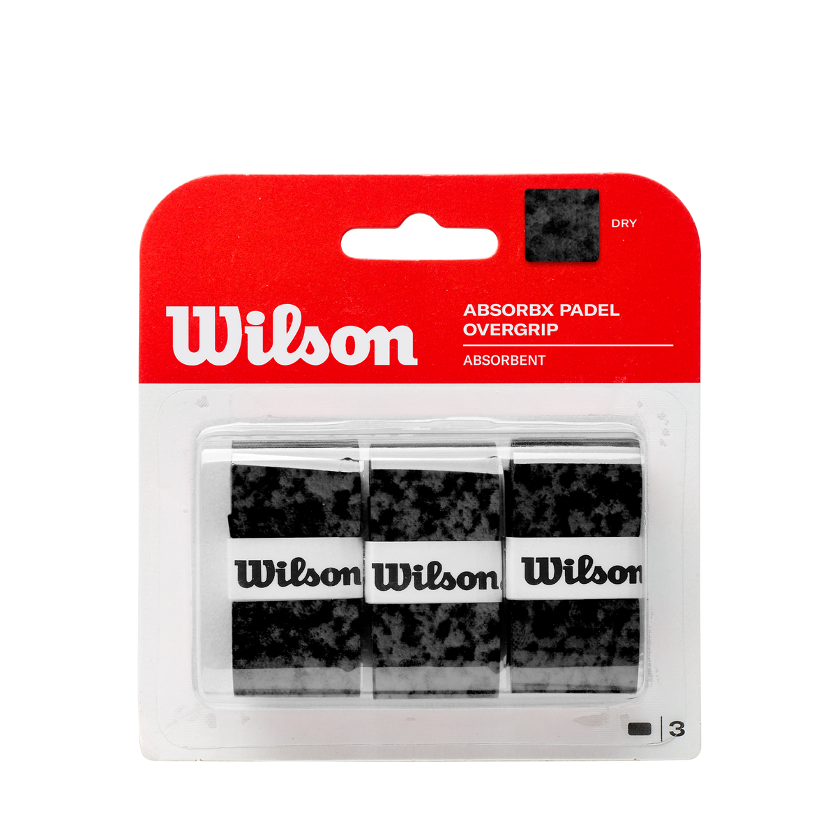 Wilson AbsorbX Padel Overgrip 3 Pack, Black - alternate view 1