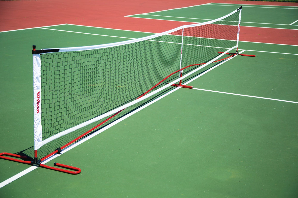 Wilson Portable Pickleball Net System, 22 ft x 3 ft with Carry Bag in White/Red - main view