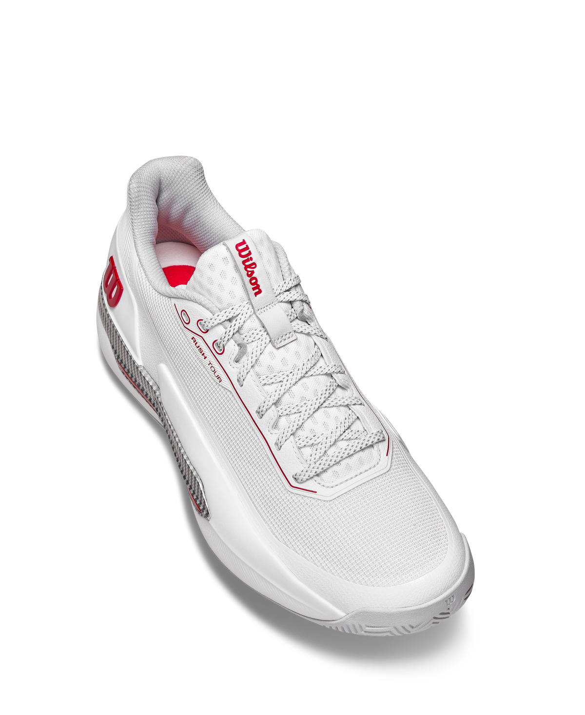 Wilson Rush Tour 5 Mens Tennis Shoes, Bright White/Wilson Red/Microchip - alternate view 2