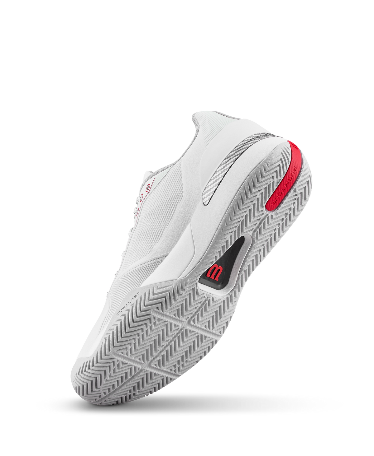 Wilson Rush Tour 5 Mens Tennis Shoes, Bright White/Wilson Red/Microchip - alternate view 3