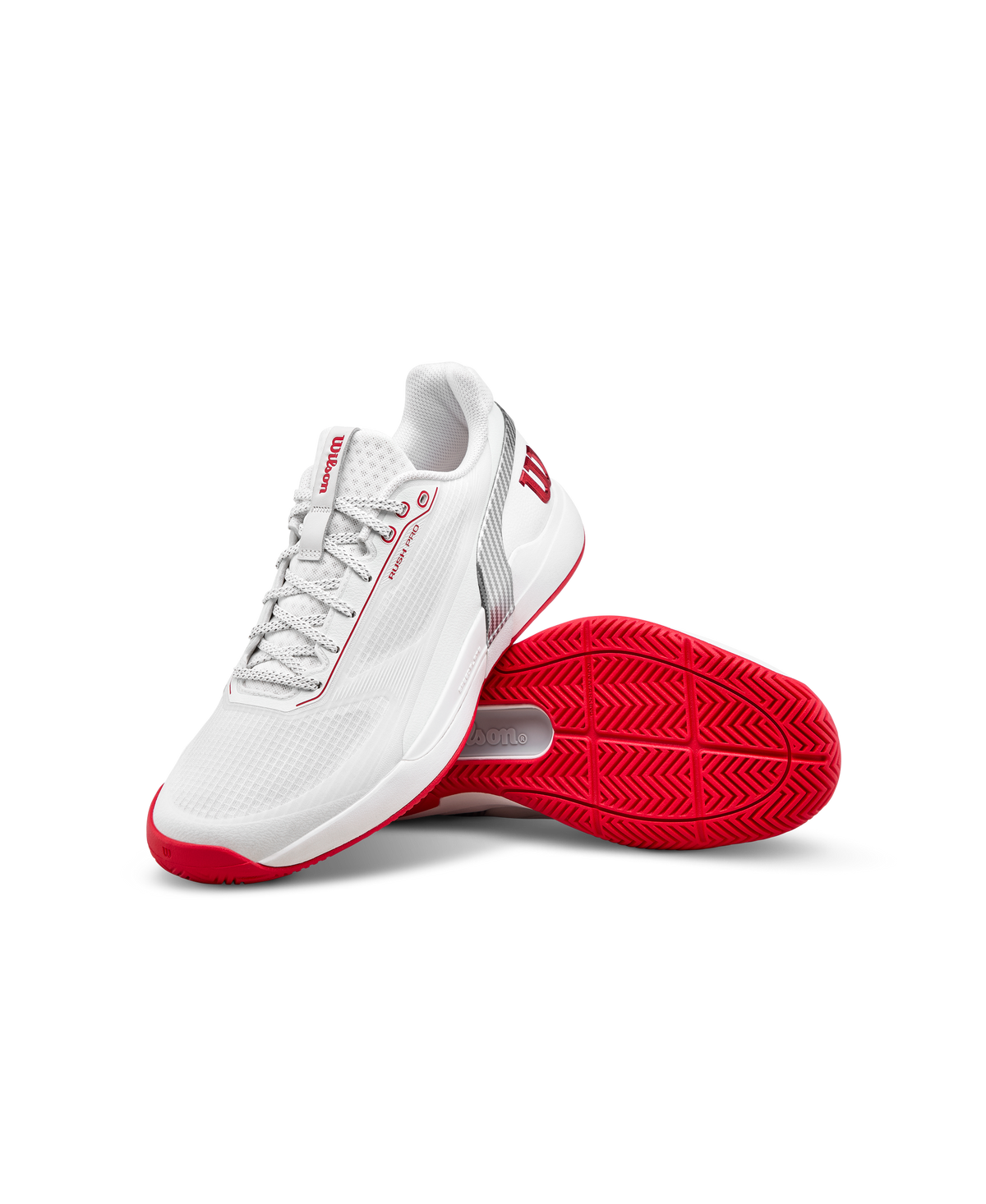Wilson Rush Pro 5 Mens Tennis Shoes, Bright White/Wilson Red/Microchip - alternate view 5