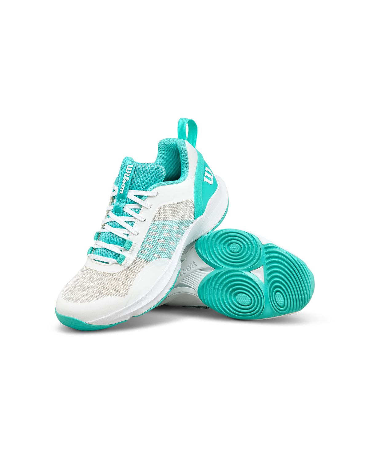 Wilson Hurakn Pro V2 Womens Padel Shoes, White/Turquoise - alternate view 6