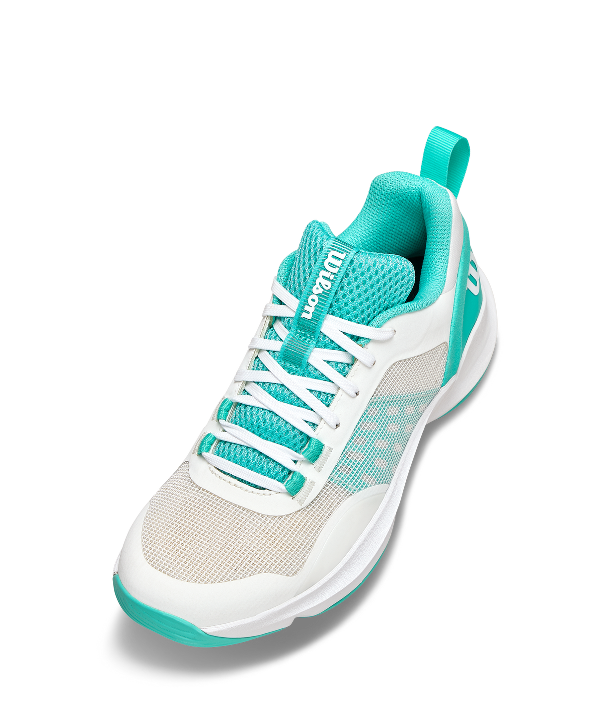 Wilson Hurakn Pro V2 Womens Padel Shoes, White/Turquoise - alternate view 2