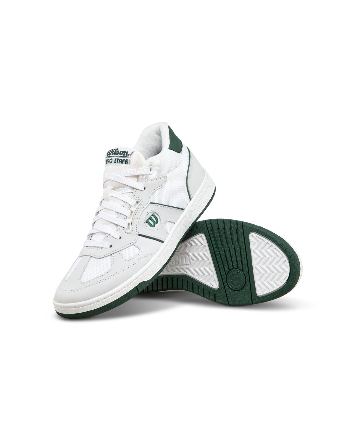 Wilson Pro Staff 87 Mid Mens Tennis Shoes, White/White/Sycamore - alternate view 6
