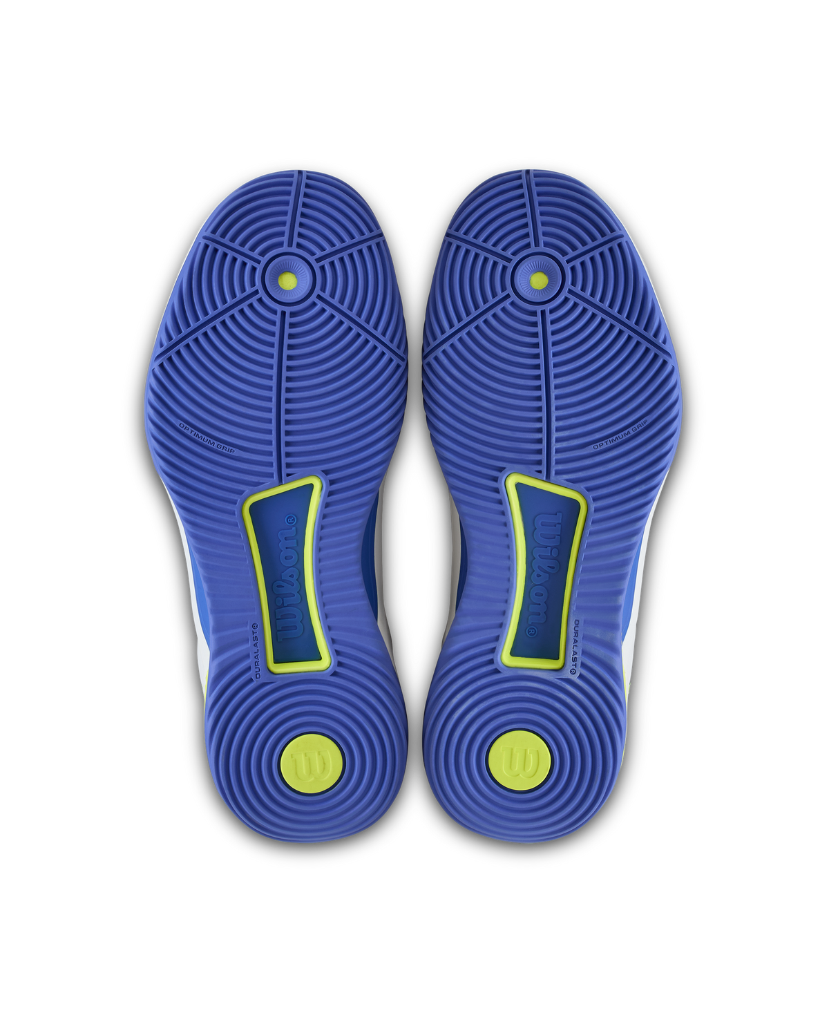 Wilson Intrigue Tour Womens Padel Shoes, White/Amparo Blue/Safety Yellow, Size 11 - pair view