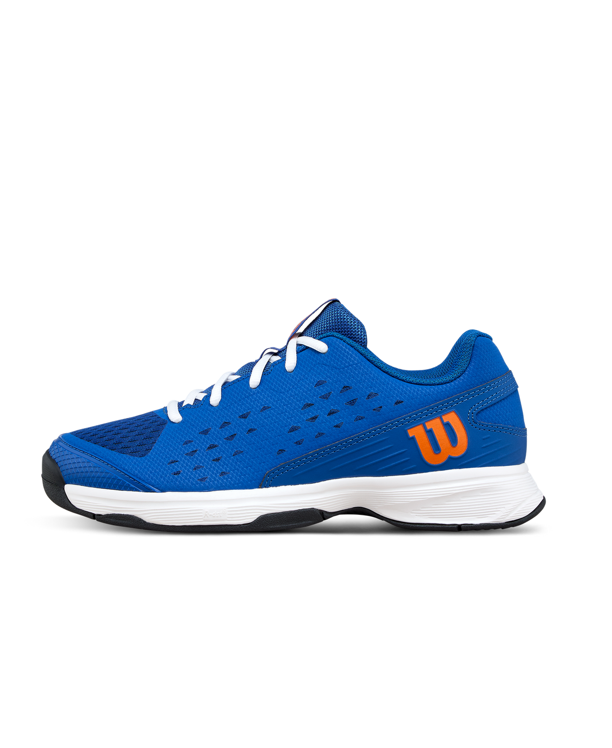 Wilson Rush Pro L Junior Tennis Shoes, Deja Vu Blue/Orange Tiger/White - main view