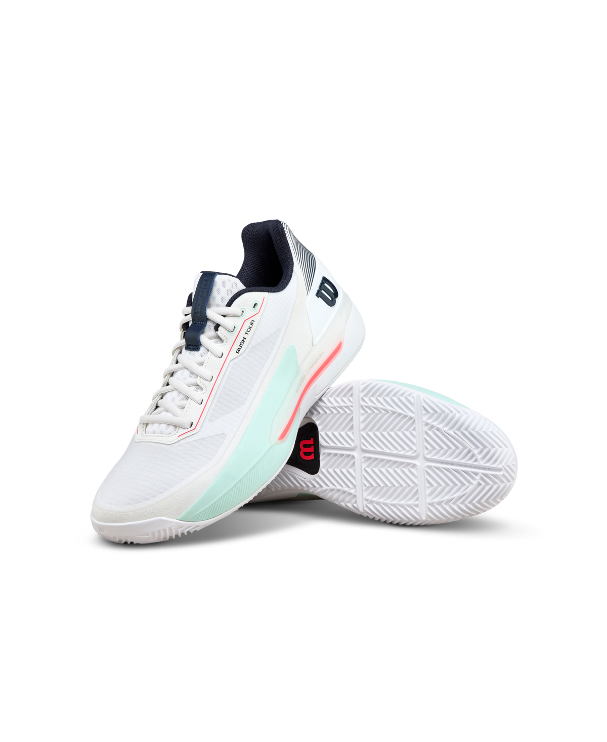 Wilson Rush Tour 5 Clay Mens Tennis Shoes, White/Bay/Fiery Coral - alternate view 6