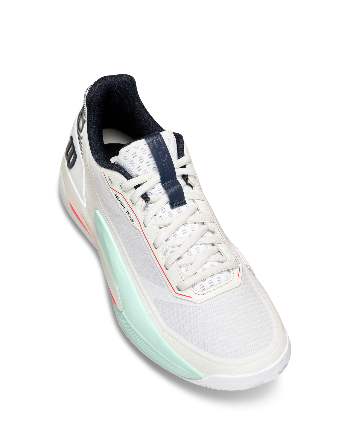 Wilson Rush Tour 5 Clay Mens Tennis Shoes, White/Bay/Fiery Coral - alternate view 2