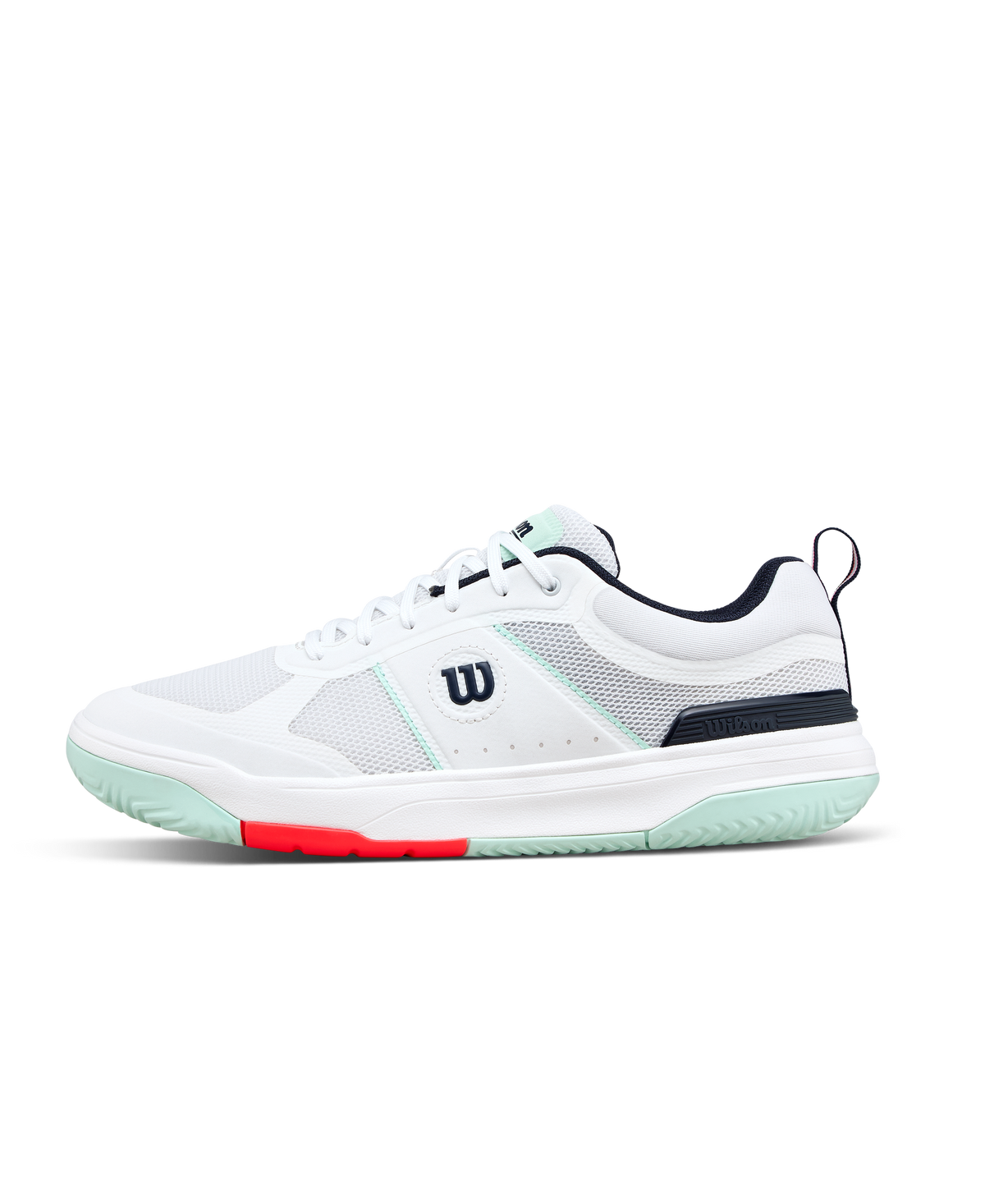 Wilson Pickle Pro Mens Pickleball Shoes, White/Bay/Fiery Coral - main view