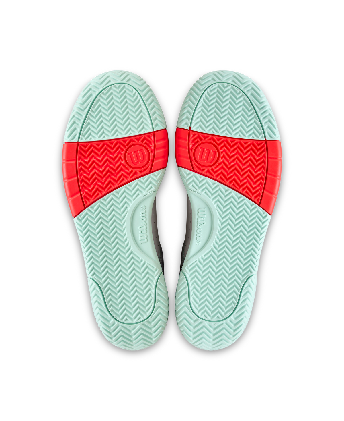 Wilson Pickle Pro Mens Pickleball Shoes, White/Bay/Fiery Coral - pair view