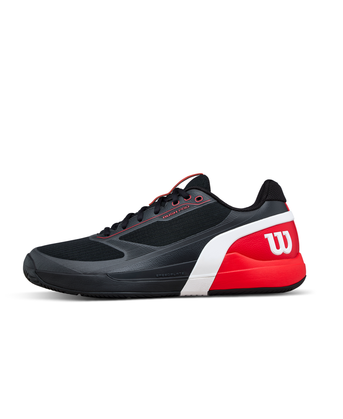 Wilson Rush Pro 5 Mens Tennis Shoes, Black/Infrared/White - main view