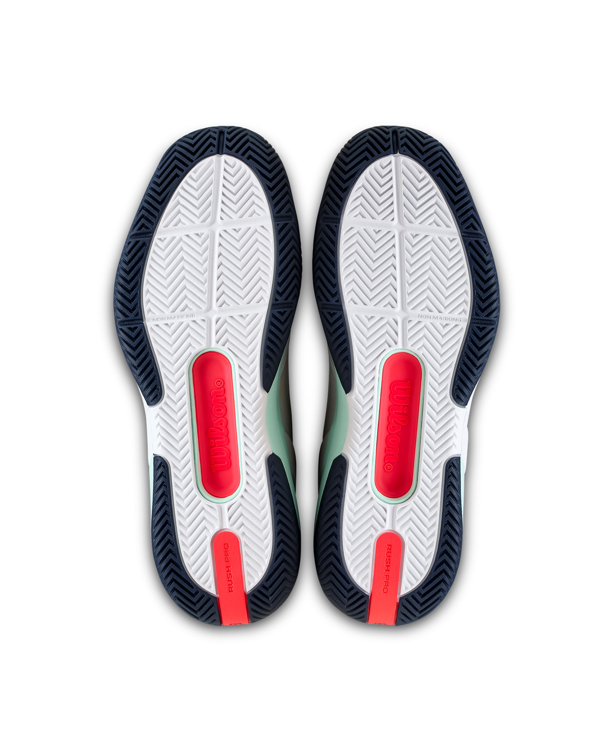 Wilson Rush Pro 5 Mens Tennis Shoes, White/Bay/Fiery Coral - pair view