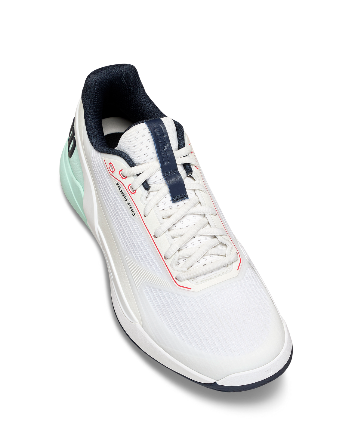 Wilson Rush Pro 5 Mens Tennis Shoes, White/Bay/Fiery Coral - alternate view 2