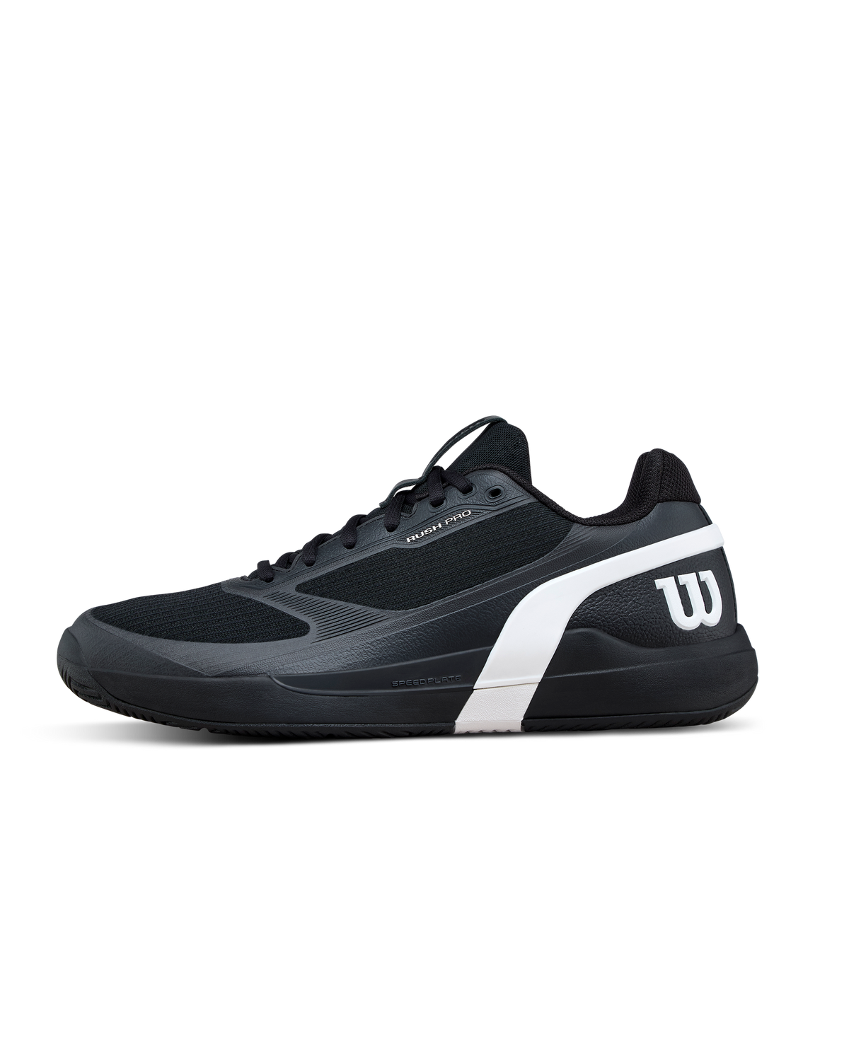 Wilson Rush Pro 5 Mens Tennis Shoes, Black/White/Stormy Weather - main view