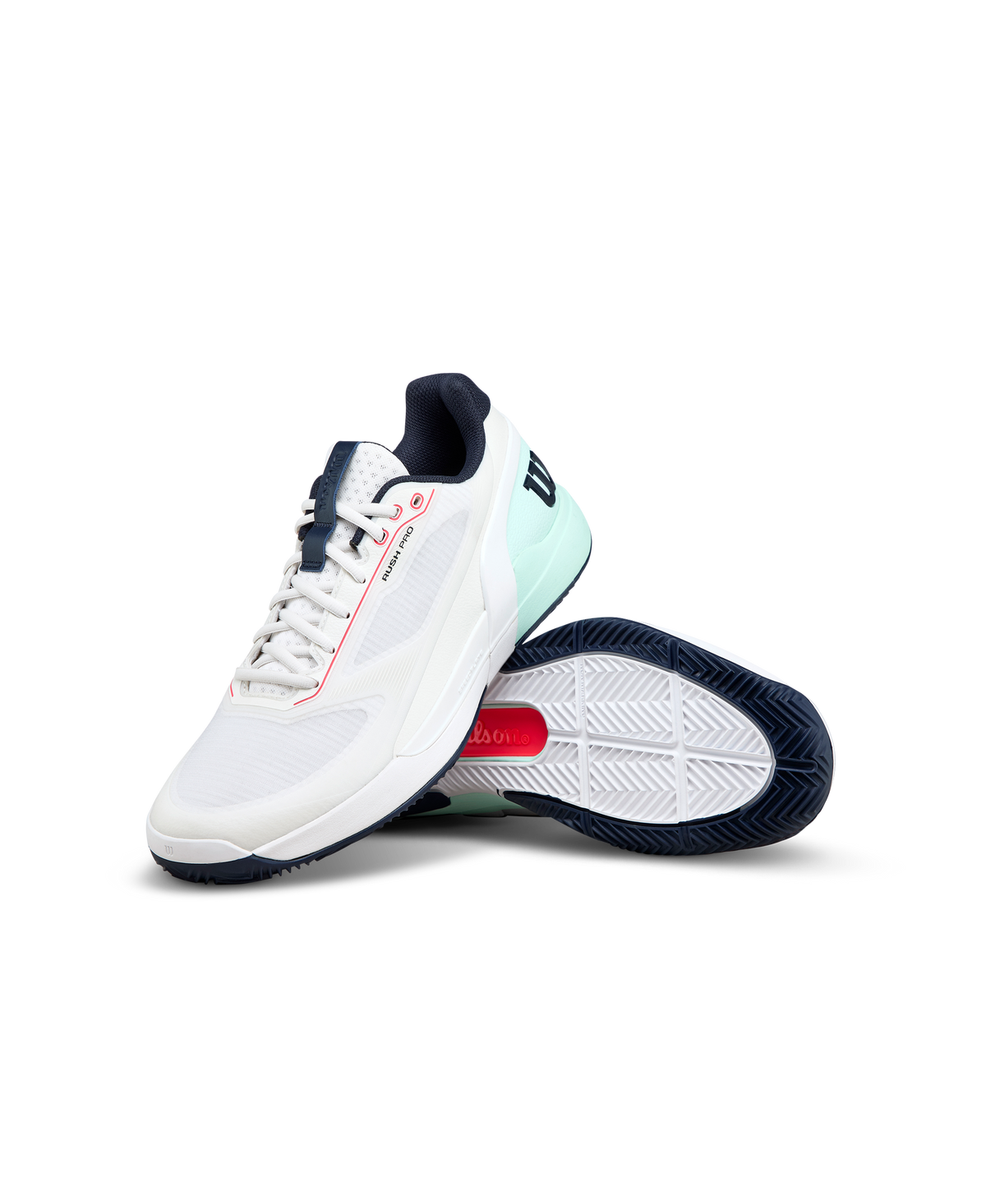 Wilson Rush Pro 5 Clay Mens Tennis Shoes, White/Bay/Fiery Coral - alternate view 6