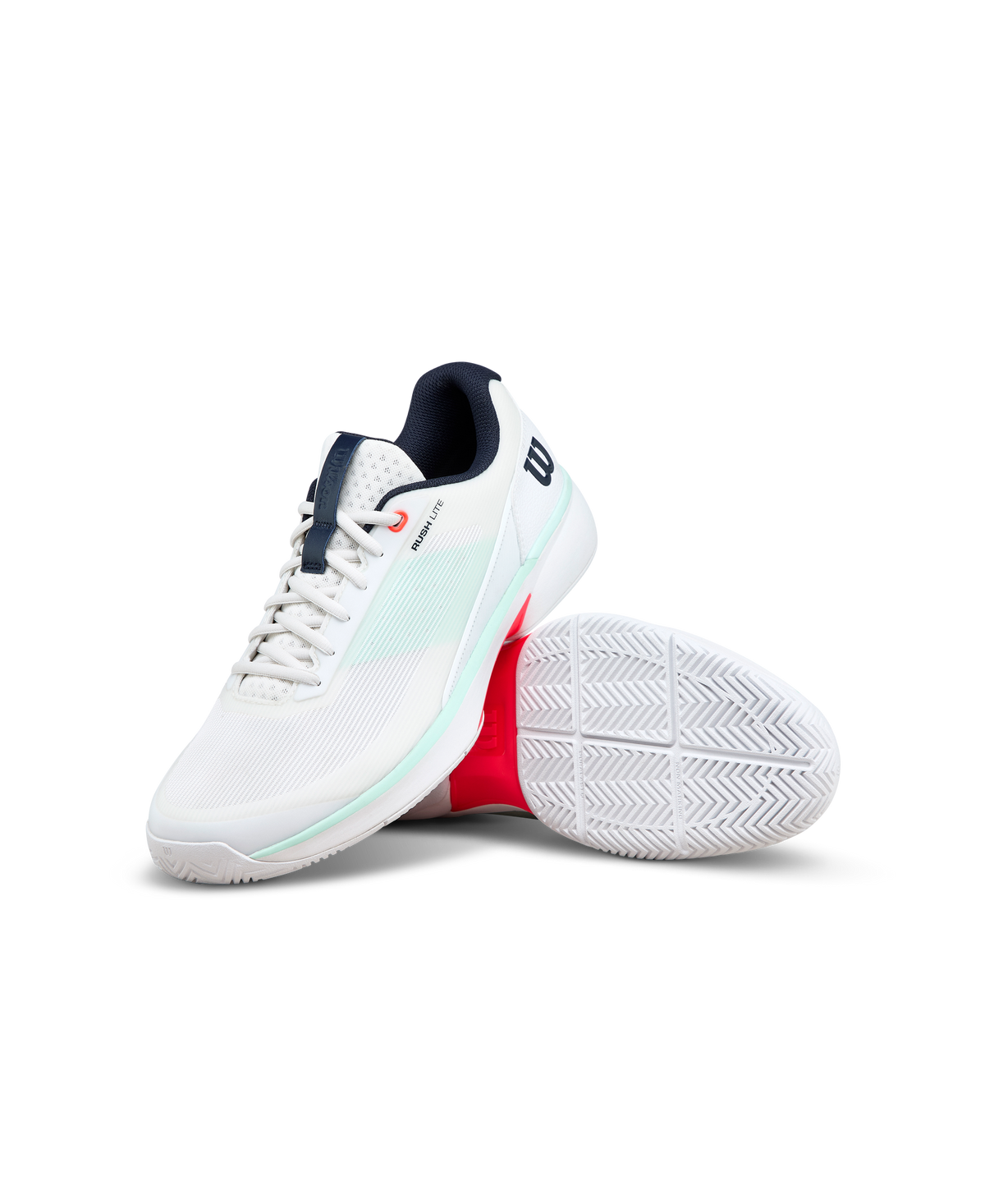 Wilson Rush Lite 5 Mens Tennis Shoes, White/Bay/Fiery Coral - alternate view 6