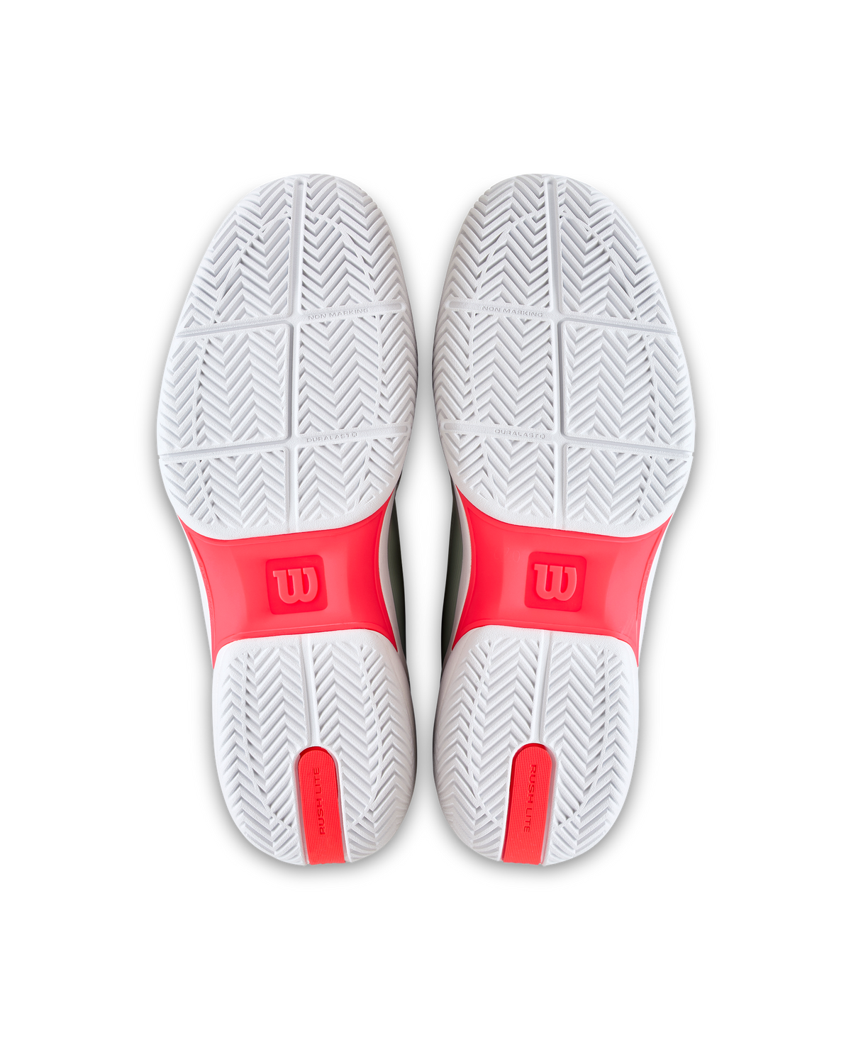 Wilson Rush Lite 5 Mens Tennis Shoes, White/Bay/Fiery Coral - pair view