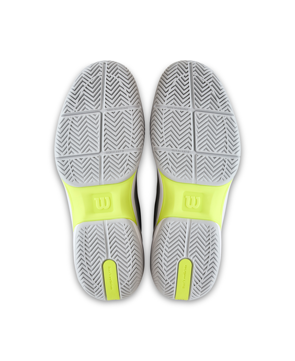 Wilson Rush Lite 5 Mens Tennis Shoes, White/Deja Vu Blue/Safety Yellow - pair view