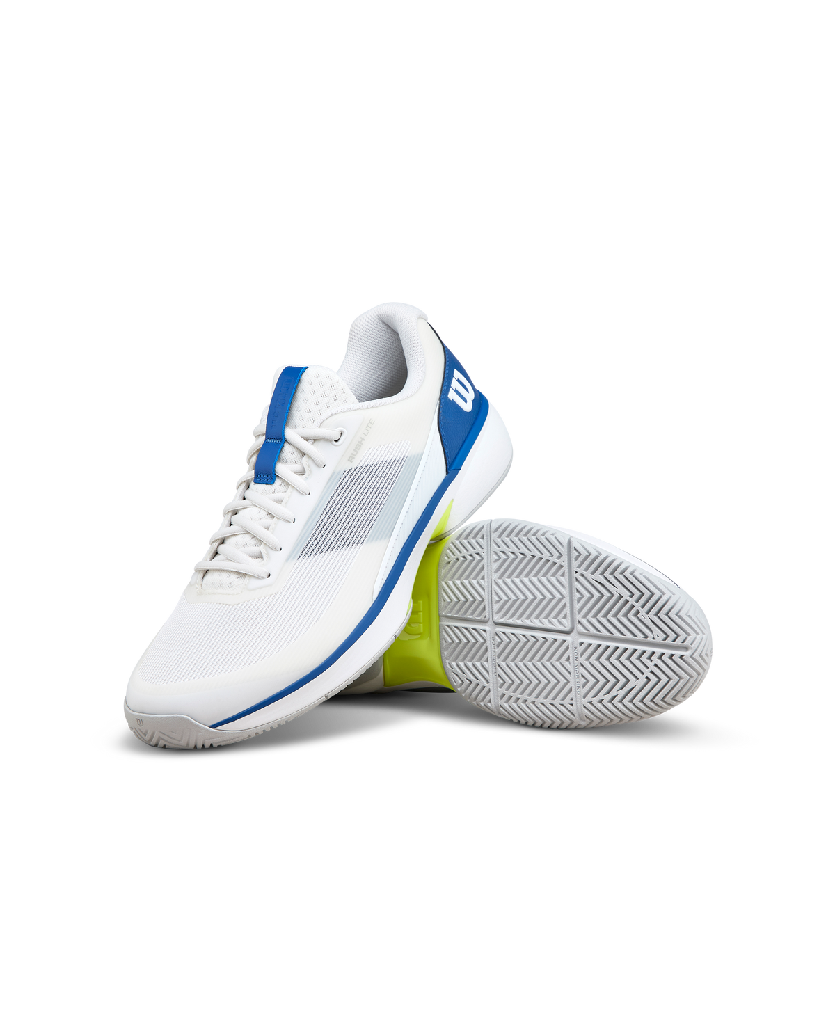 Wilson Rush Lite 5 Mens Tennis Shoes, White/Deja Vu Blue/Safety Yellow - alternate view 6