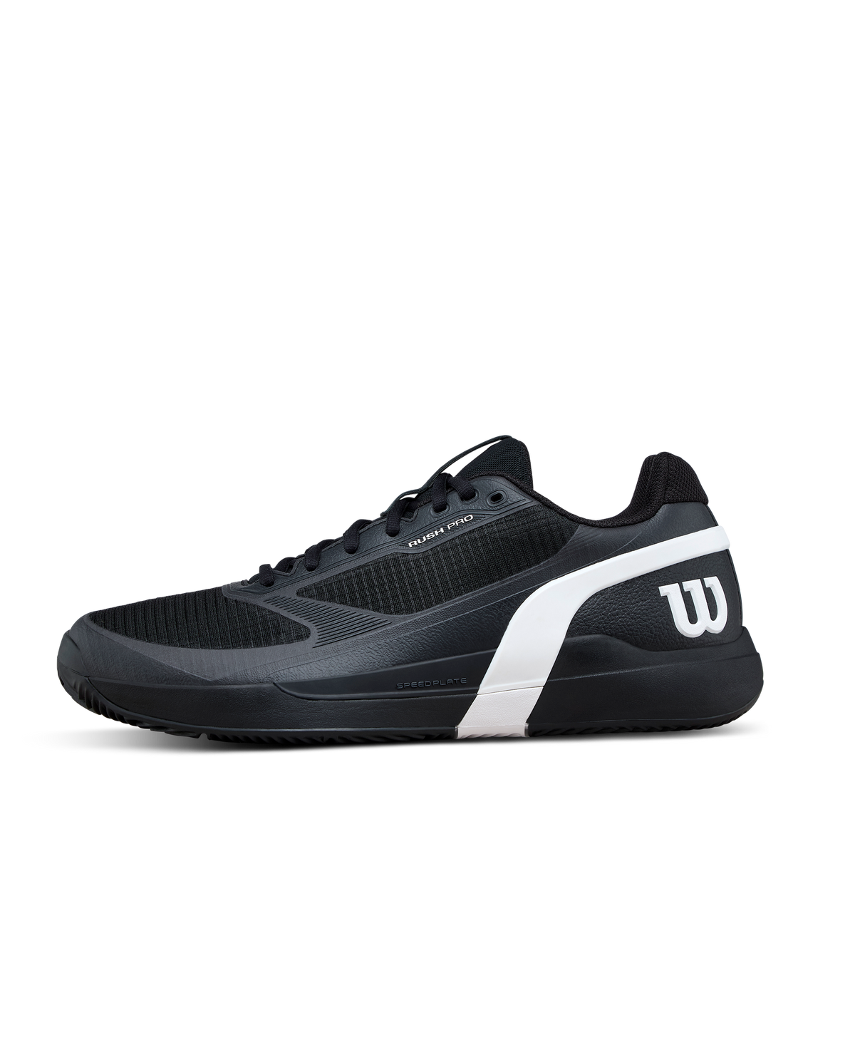 Wilson Rush Pro 5 Clay Mens Tennis Shoes, Black/White/Stormy Weather - main view