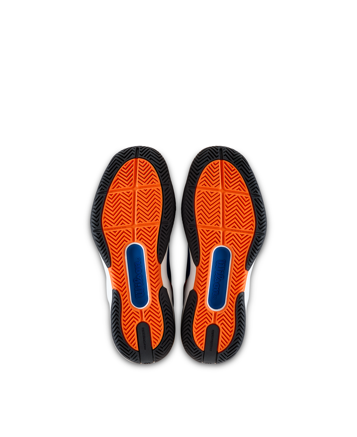 Wilson Rush Pro 5 Junior Tennis Shoes, Deja Vu Blue/White/Orange Tiger - pair view