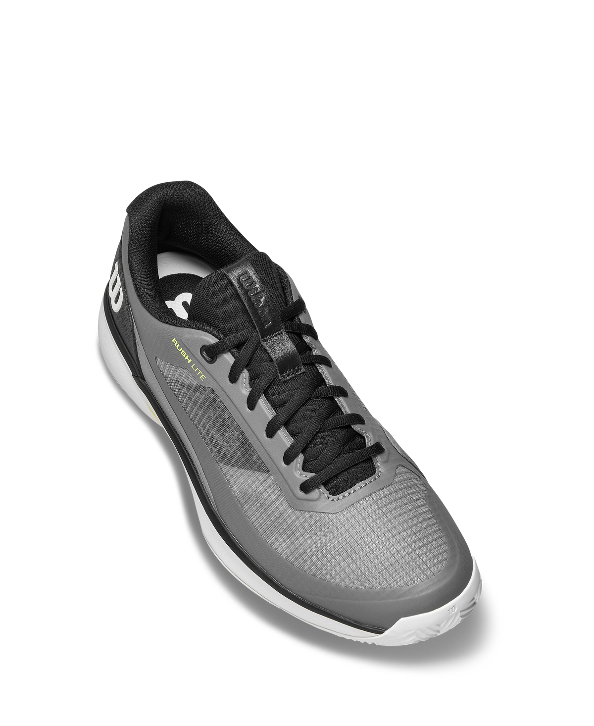 Wilson Rush Lite 5 Clay Mens Tennis Shoes, Titanium/Black/Safety Yellow - alternate view 3