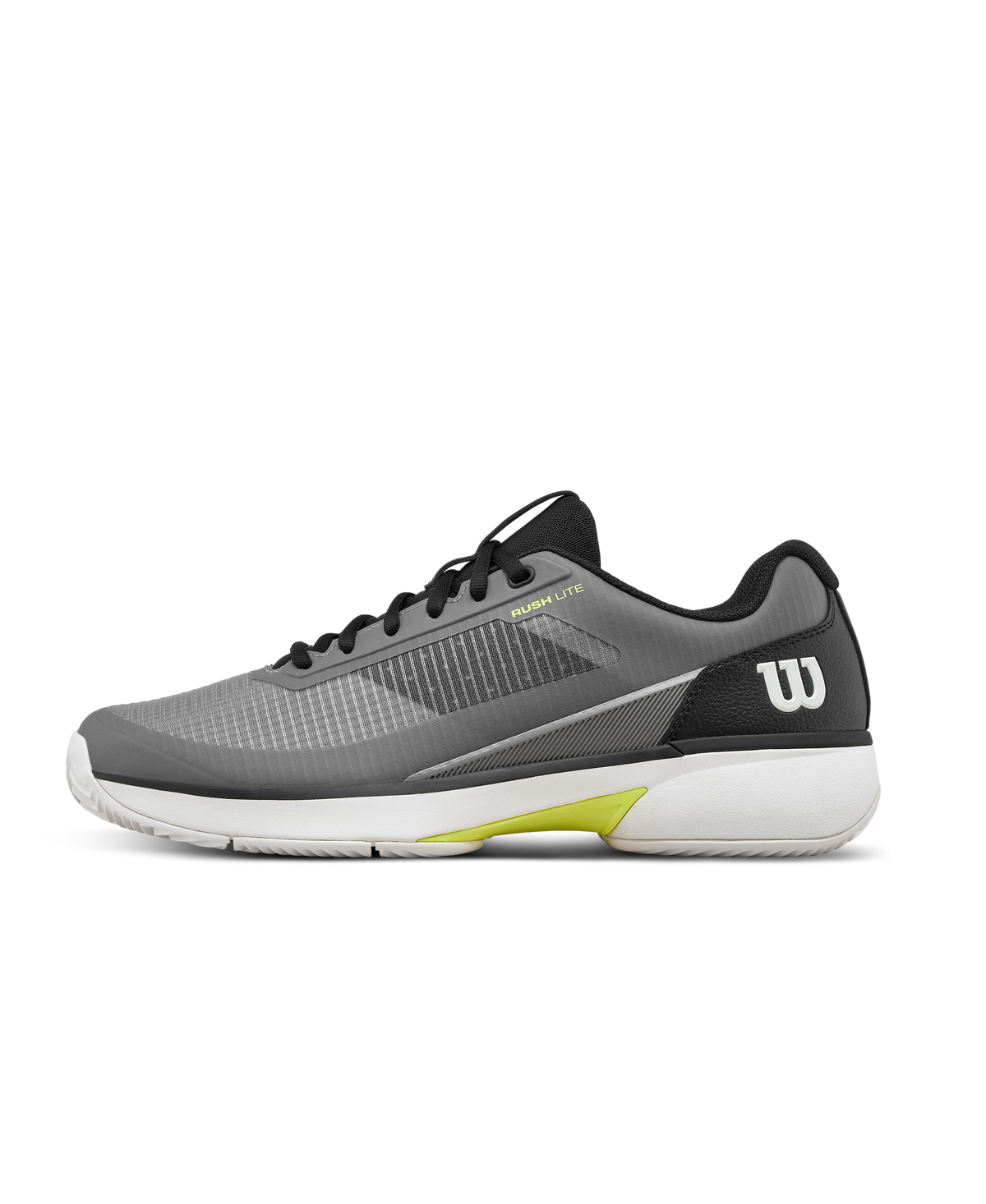 Wilson Rush Lite 5 Clay Mens Tennis Shoes, Titanium/Black/Safety Yellow - main view