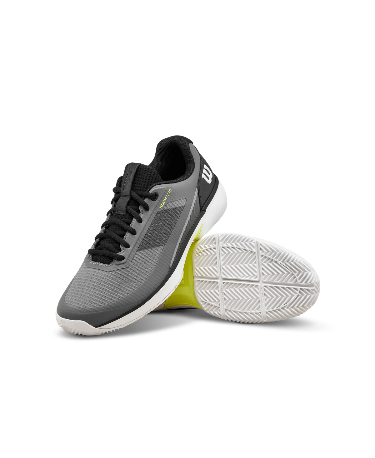 Wilson Rush Lite 5 Clay Mens Tennis Shoes, Titanium/Black/Safety Yellow - alternate view 6
