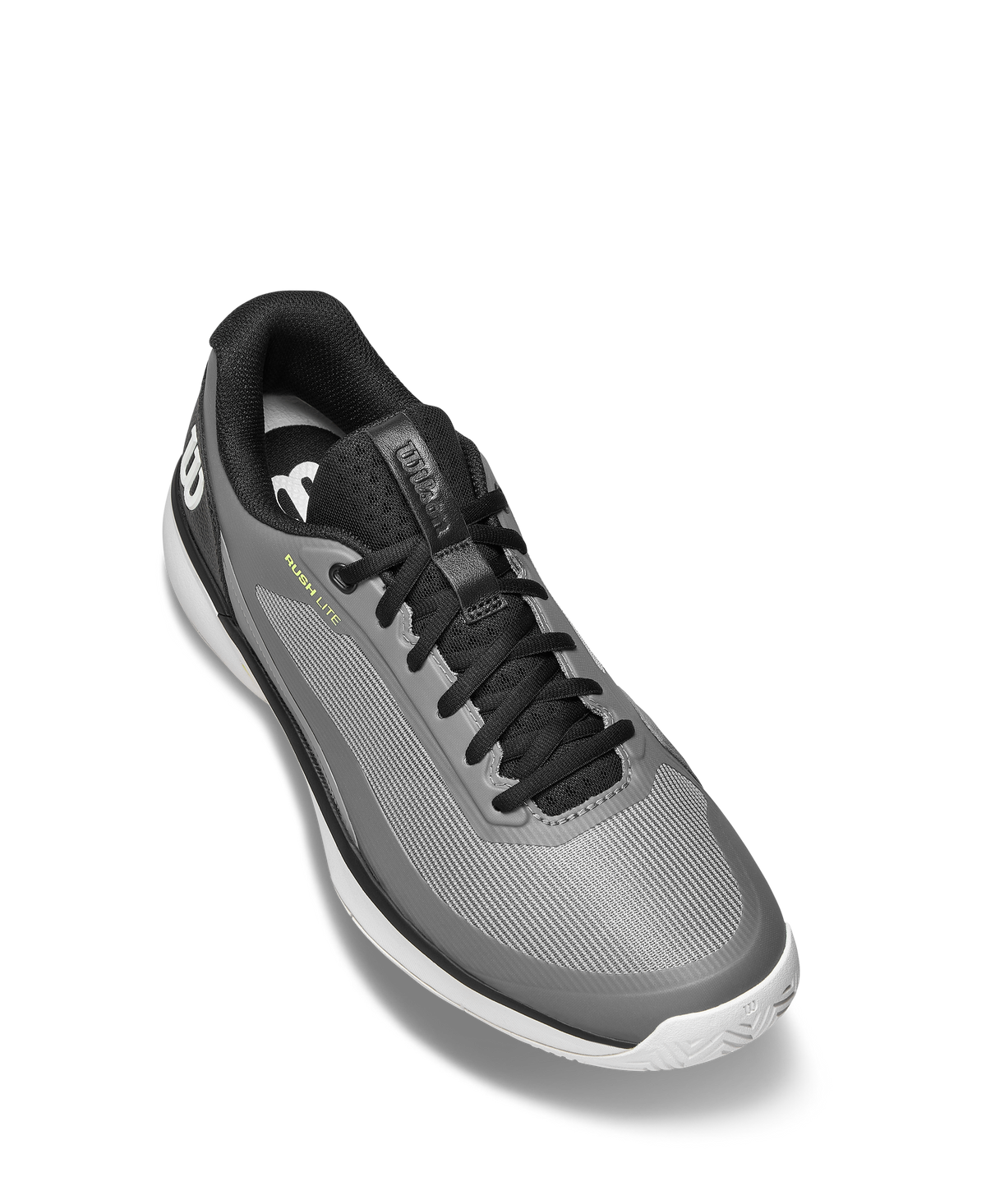 Wilson Rush Lite 5 Mens Tennis Shoes, Titanium/Black/Safety Yellow - alternate view 3
