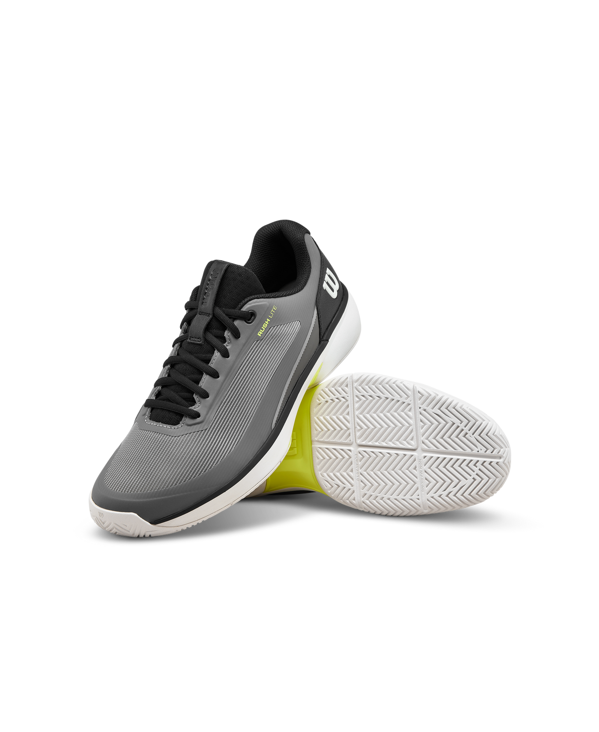 Wilson Rush Lite 5 Mens Tennis Shoes, Titanium/Black/Safety Yellow - alternate view 6