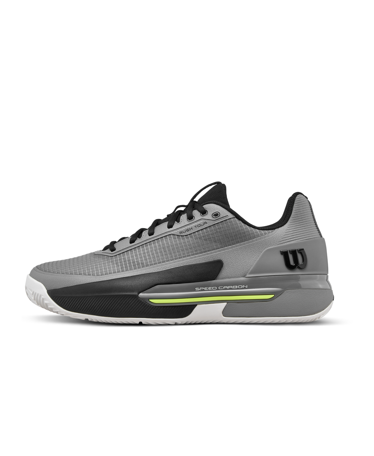 Wilson Rush Tour 5 Clay Mens Tennis Shoes, Titanium/Black/Safety Yellow - main view